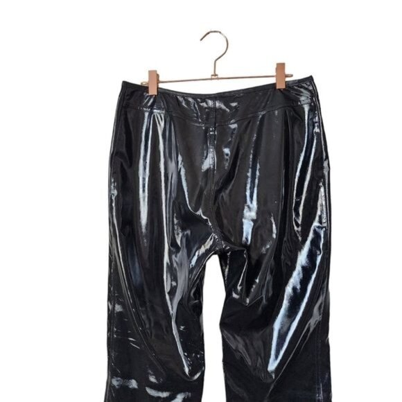 SUPER‎ LOW FAT x VINTAGE 90s Mall Goth Faux Leather shiny black padded pants - Picture 6 of 16